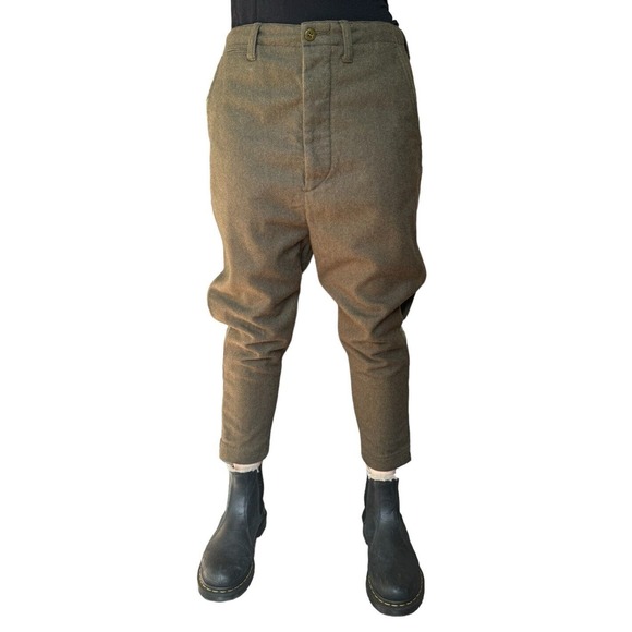 RARE NLST Army Green Wool Drop Crotch Baggy Pants 26 Small Archival - Picture 3 of 8